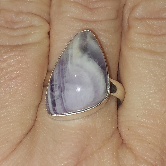 Chevron Amethyst 925 Sterling Silver Ring Size 8.25 - Picture 3 of 5
